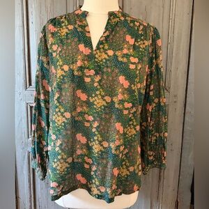 Trovata Green and Pink Floral Blouse